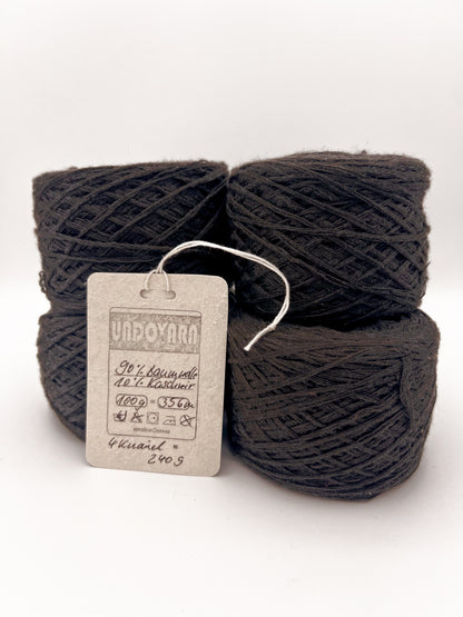 Baumwoll-Kaschmir-Garn in Dunkelbraun - 240g